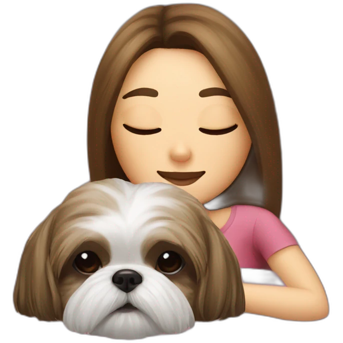 Shih tzu dog and human woman sleeping on couch emoji