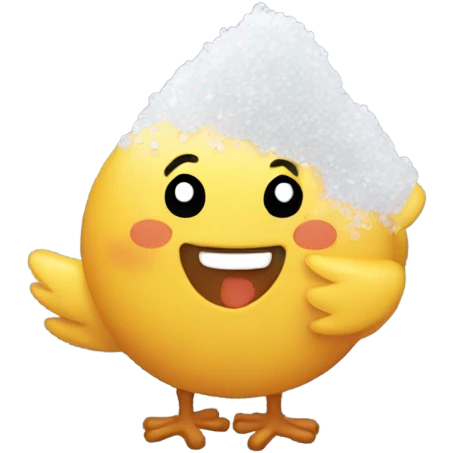 Happy chickrn with a pile of salt emoji