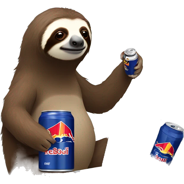 sloth with RedBull can and laptop emoji