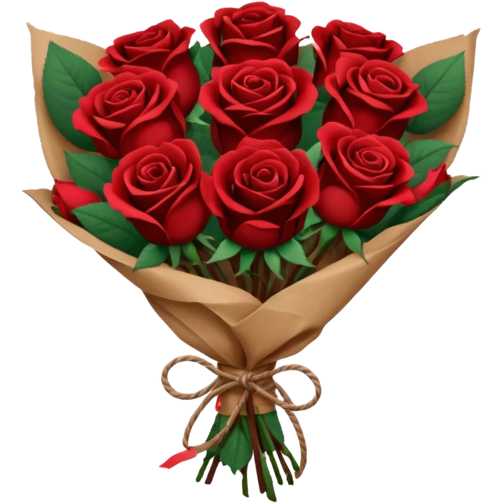 Bouquet of the darkest  brown roses in a paper package covered emoji