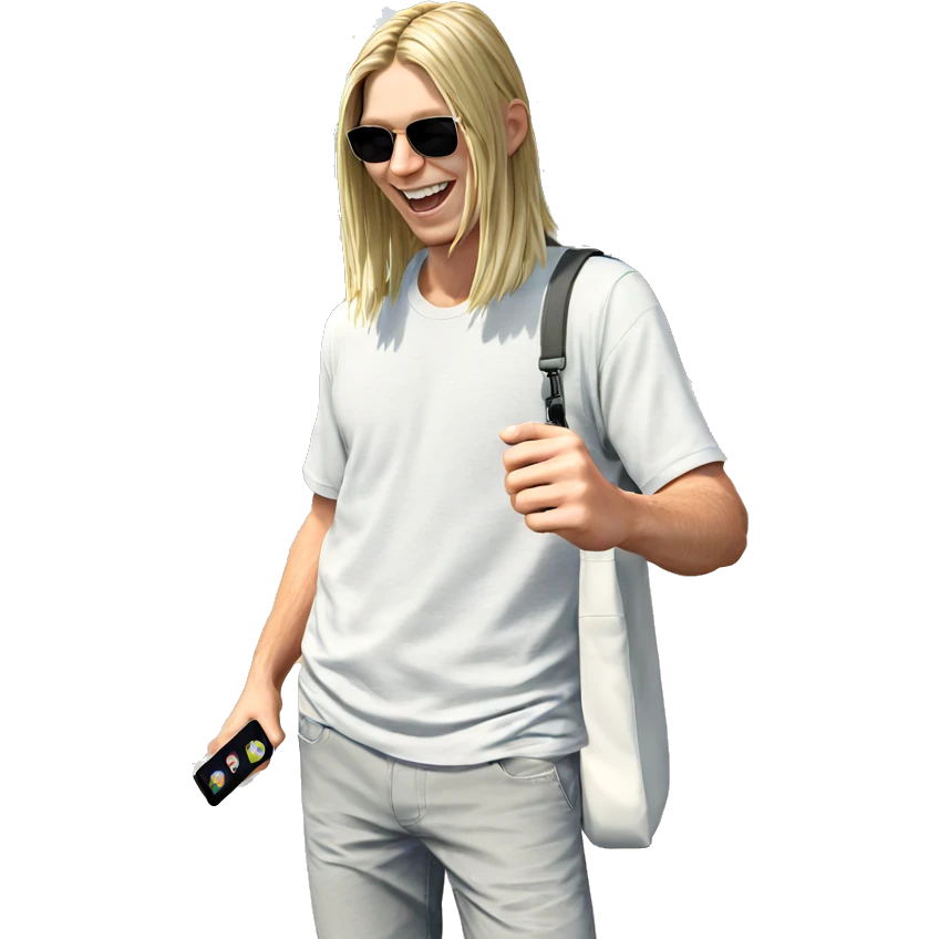 blonde male smiling outdoors emoji