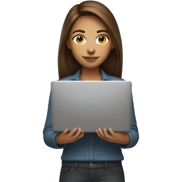 Medium hair light Brown girl, computer science intern with a laptop  emoji