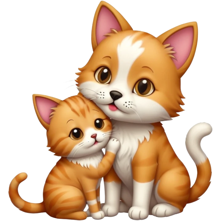 cat kissing dog emoji