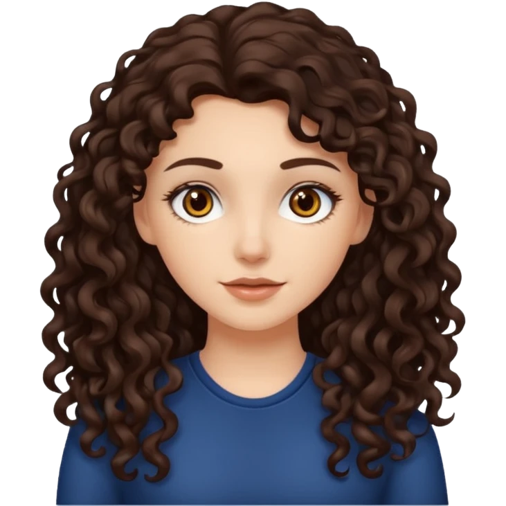 white girl with long dark curly brown hair brown eyes  emoji