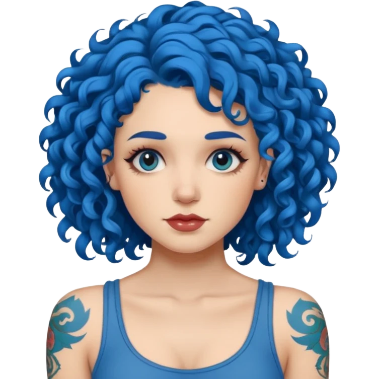 blue hair curly tattooes emoji