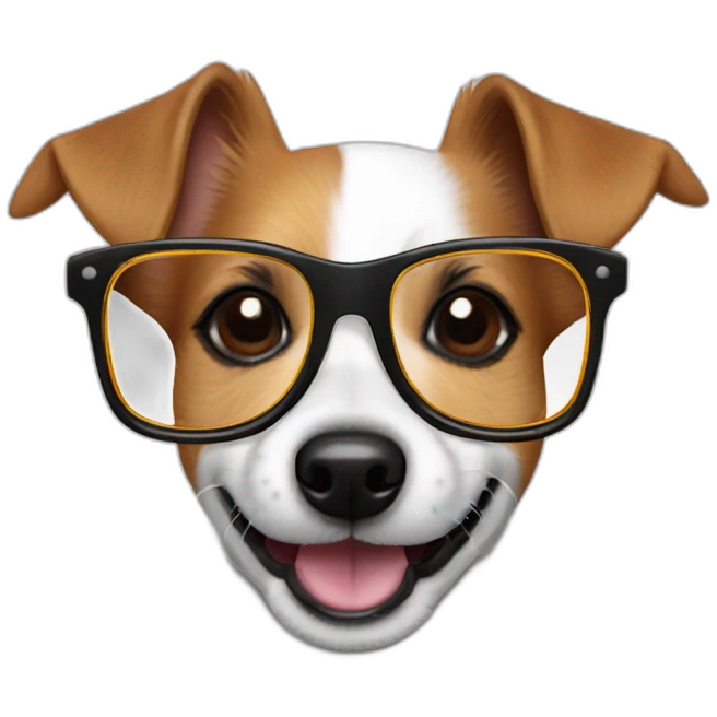 cheerful Jack Russell terrier with glasses emoji
