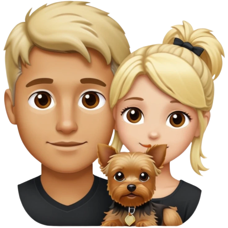 tan boy blonde girl with yorkie emoji