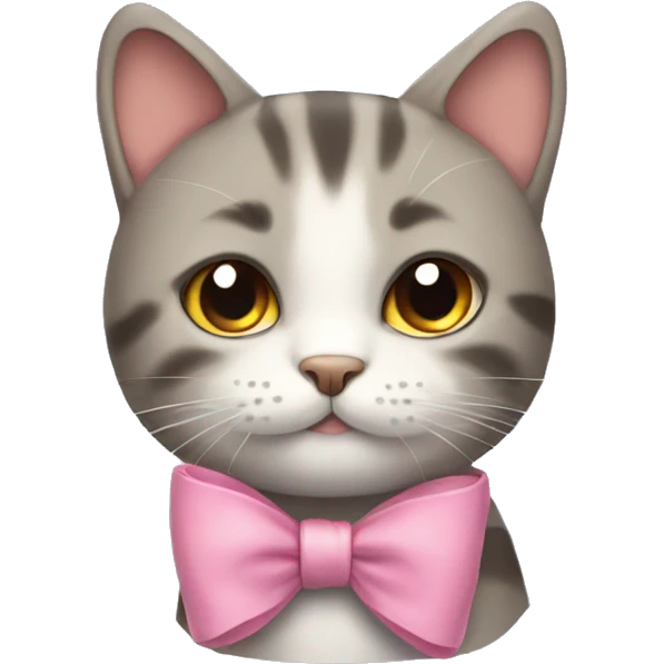 A cute cat wearing a bow emoji