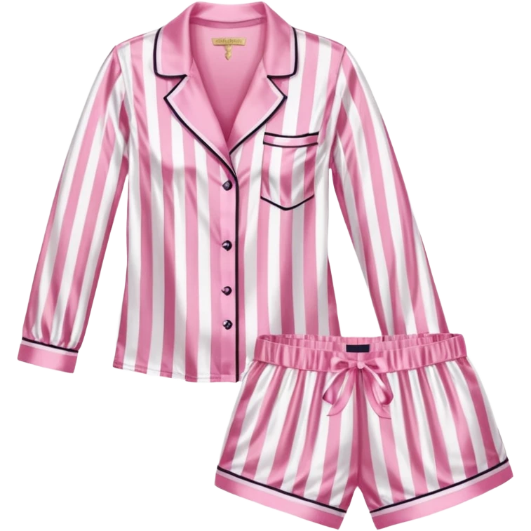 Striped pink and white silk Victoria’s Secret pajama set emoji