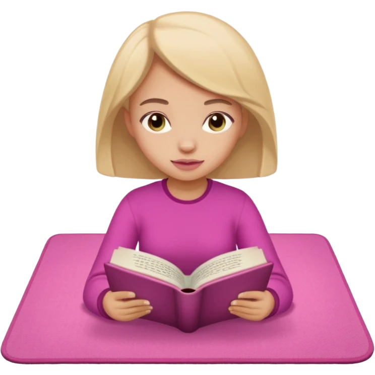 The girl is reading nomoz in the pink carpet of nomoz emoji