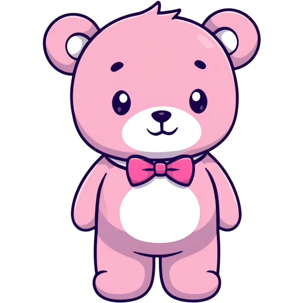light pink teddy bear with pink bow tie emoji