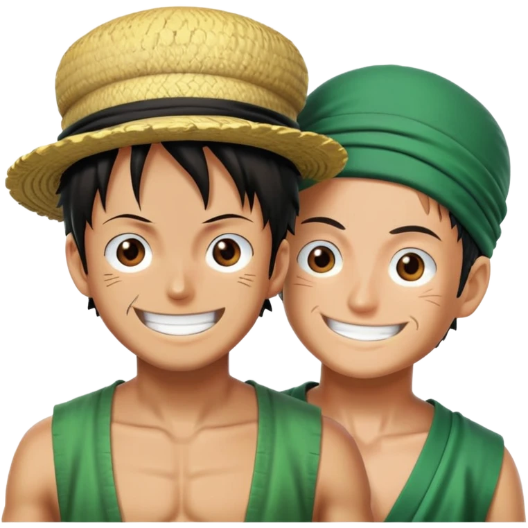 Peut tu me faire Luffy et Zoro de one pièces  emoji