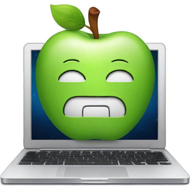 apple lapotop with a social media on screen  emoji