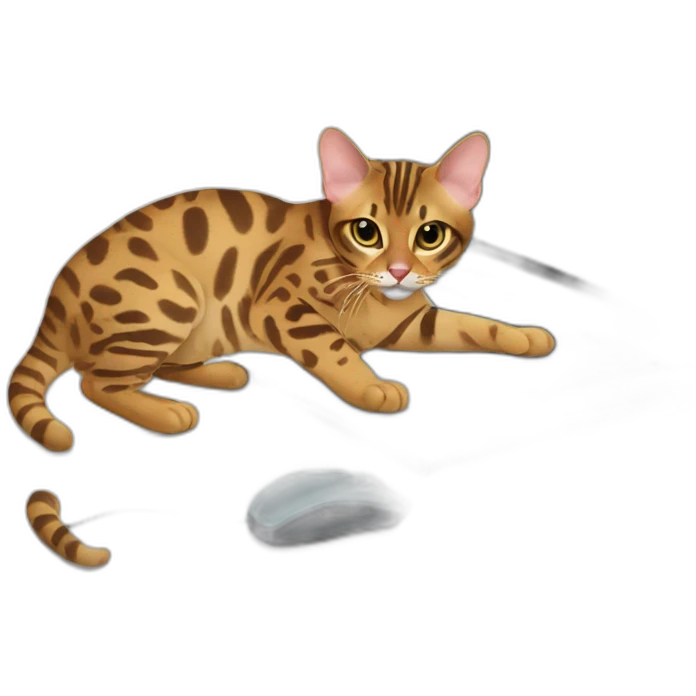 bengal cat playing with a computer mouse emoji