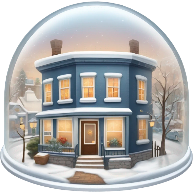 Semi circular glass dome with January small town inside very pretty emoji
