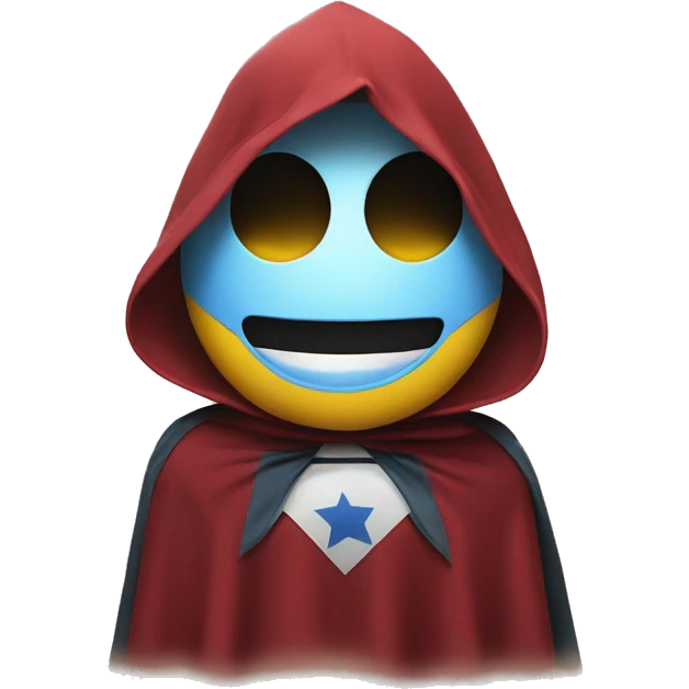smiley face with hero cape emoji