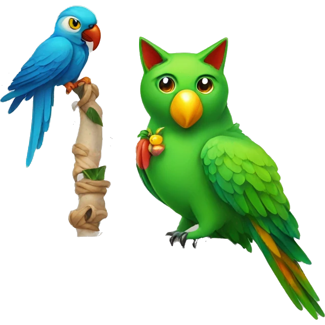 cat with parrot emoji