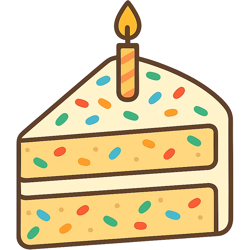 flat toon slice of funfetti birthday cake emoji