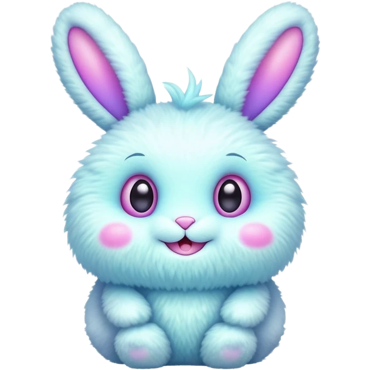 alien kawaii neon puffy  fluffy easter bunny  emoji