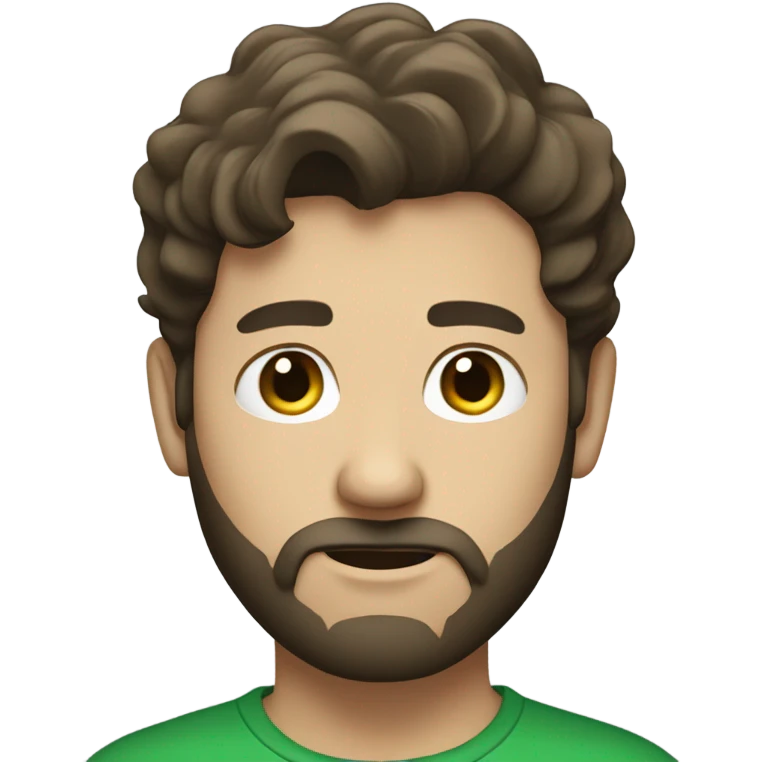 bearded dark brown hair white boy in green shirt emoji