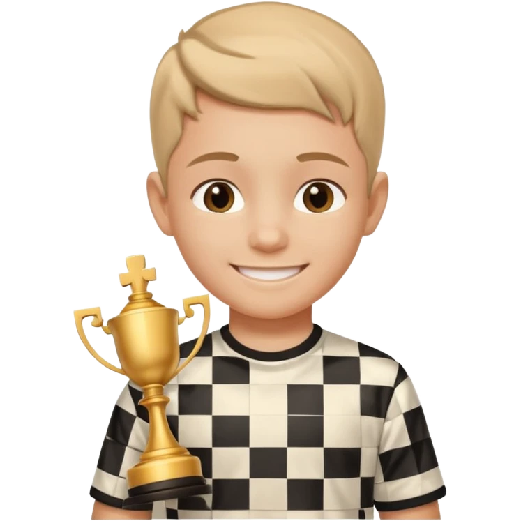 Kid with trophy, Chess club. emoji