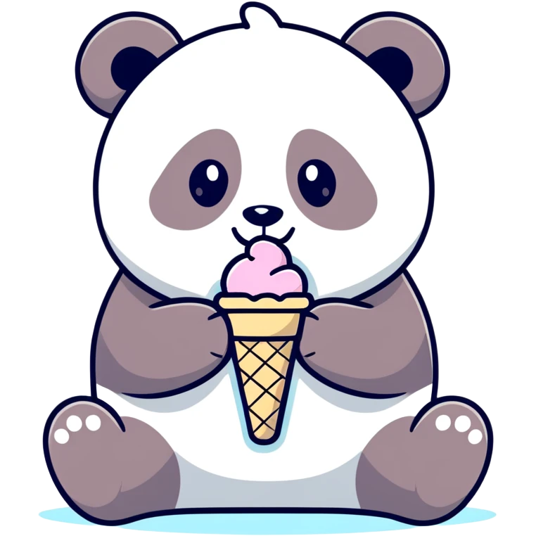 Panda eating ice cream emoji