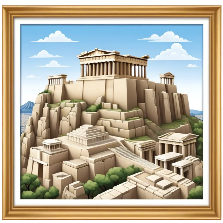 Cinematic Realistic Acropolis Landmark Emoji, showcasing ancient ruins set against a clear sky rendered with intricate detail and timeless lighting. emoji