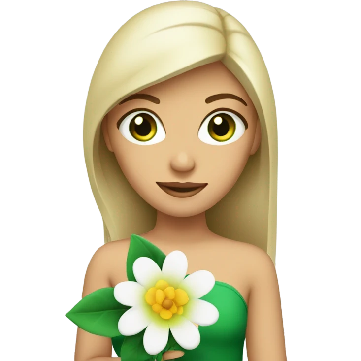Green Eyed model with Flower emoji