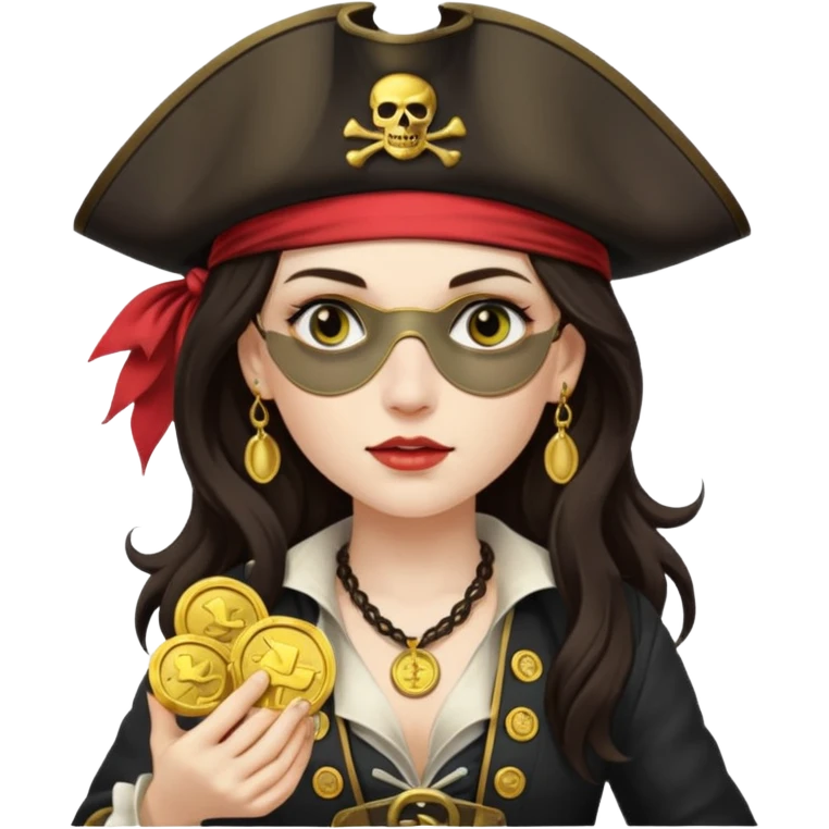 Lady Pirate With holding Coins. emoji