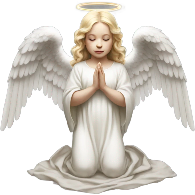 Hyper Realistic pale praying angel full body with halo emoji