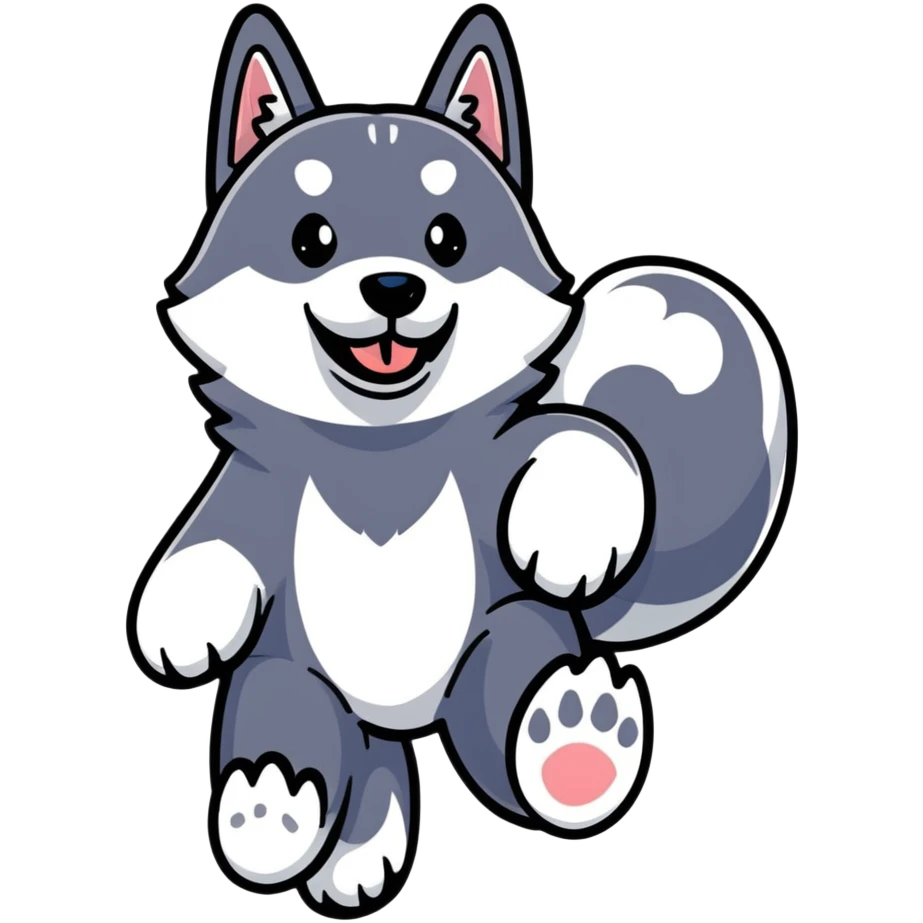 husky dog jumping in the air emoji