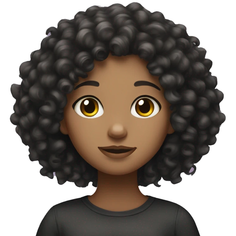 Curly hair girl with black and white cat emoji