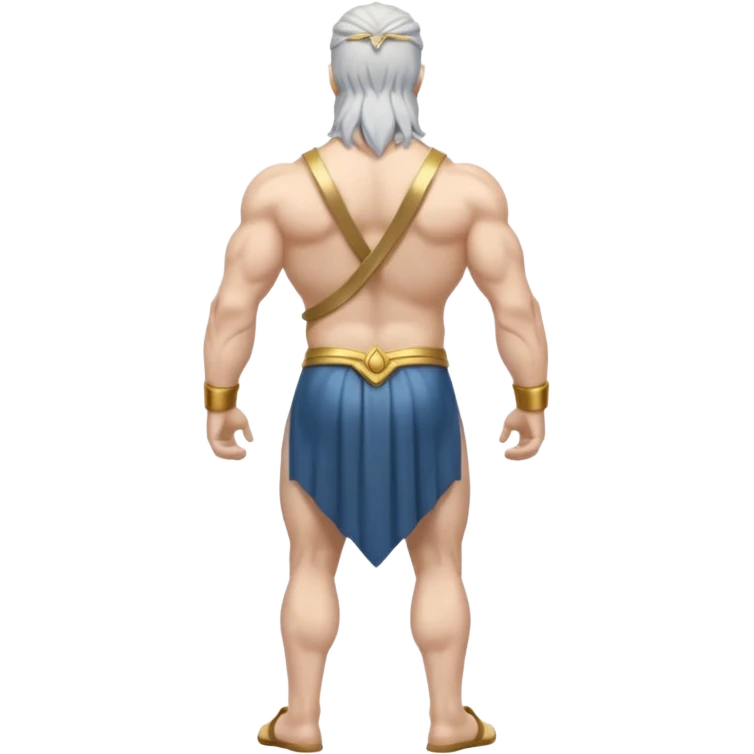 fullbody silverhair god ZEUS, standing still rearview emoji