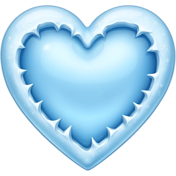 a solid ice blue heart covered in frost as though it was frozen. emoji