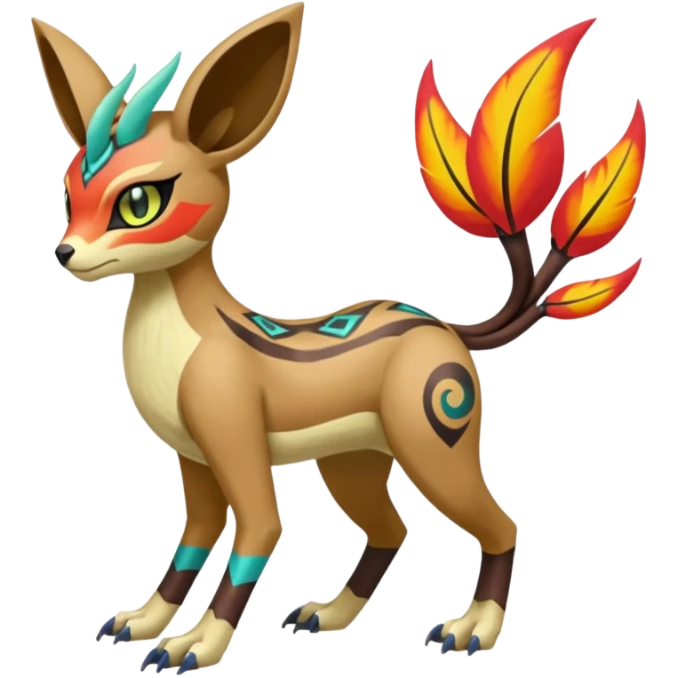 Tribal Colorful Exotic Fionbri-Kalon-Falvie-Vernid-Meloetta-Pokémon-Fakémon-Digimon-Spectrobe-hybrid-fusion, full body emoji