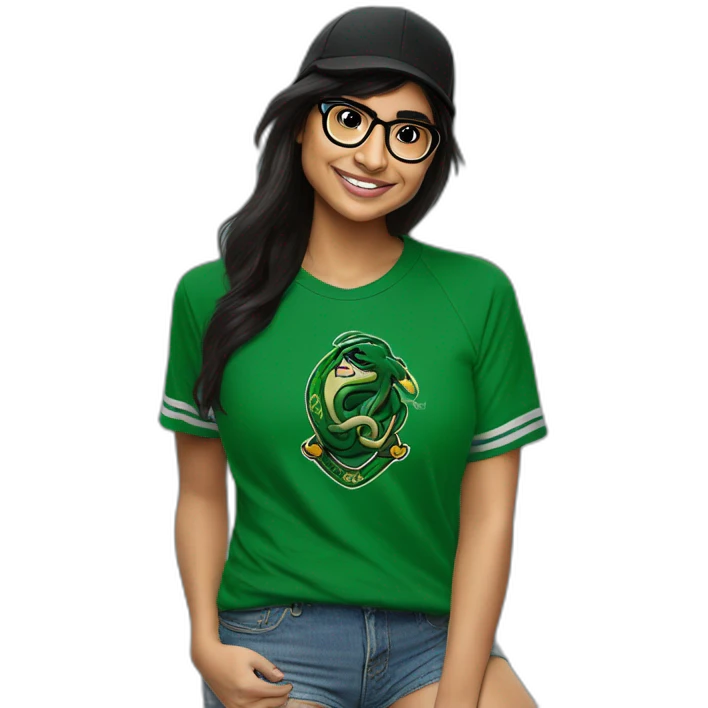 Mia Khalifa slytherin baseball tee-shirt emoji
