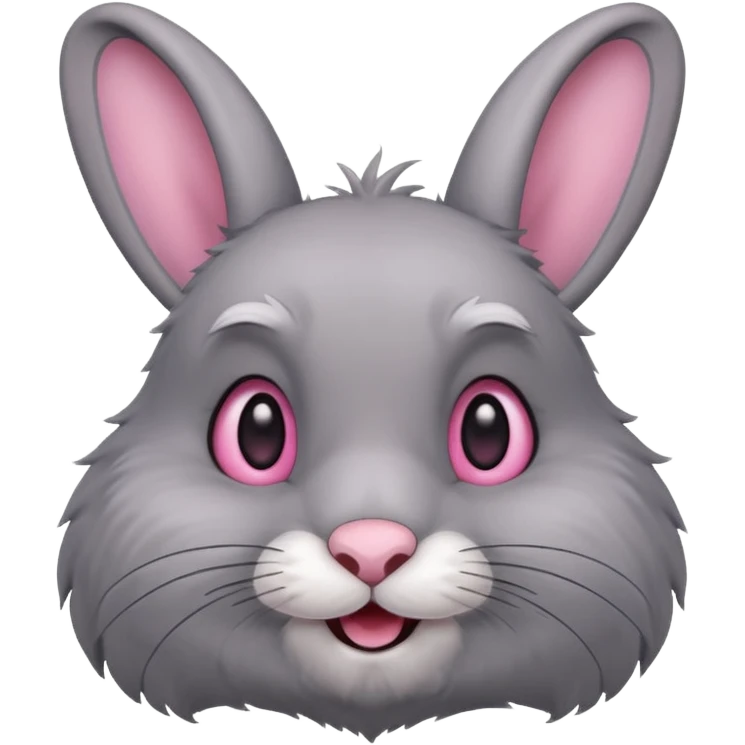 Head of a grey rabbit, smilling
 emoji