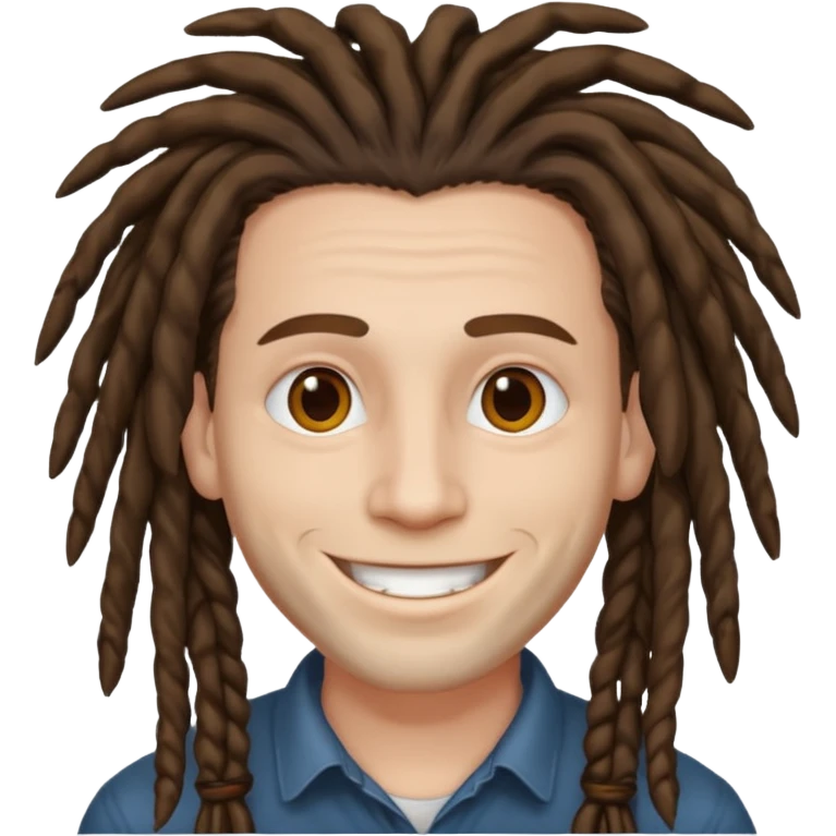 Man with dreadlock smiling white emoji