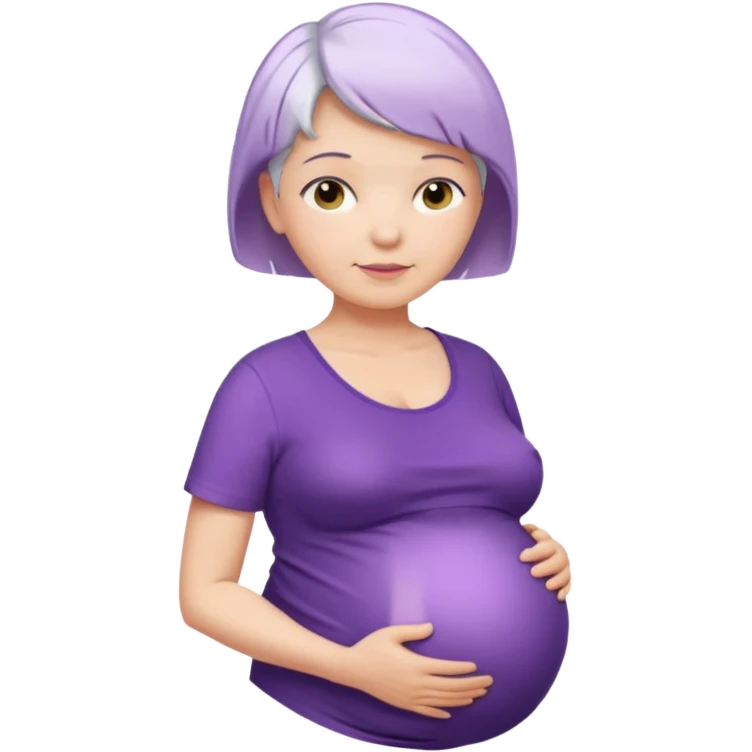 pregnant older women with purple shirt, white very short hair, head neck and abdomen only emoji