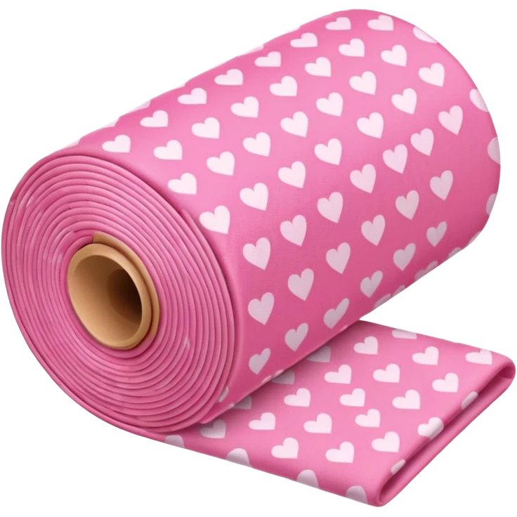 pink roll of fabric with heart pattern, smart fabric, high-tech textile emoji