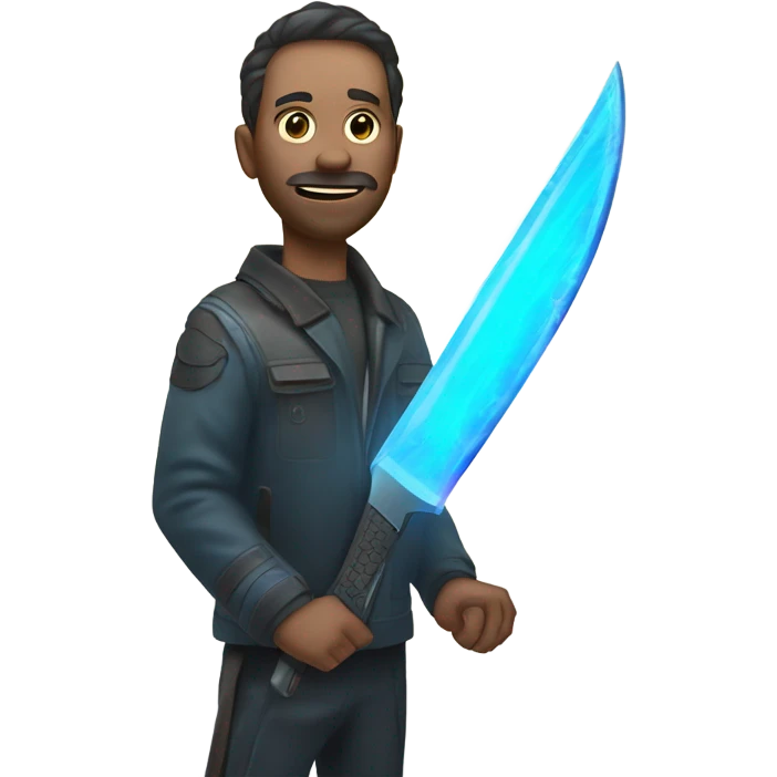 sci-fi machete with blue ray blade emoji