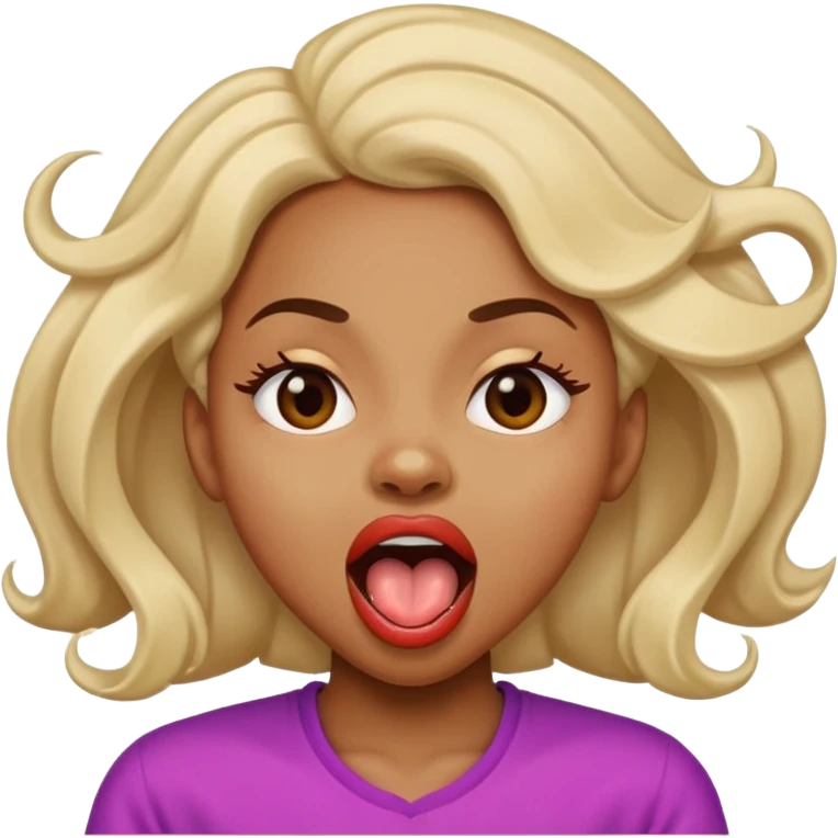 Black Girl with mouth open and tongue out shaking her head emoji