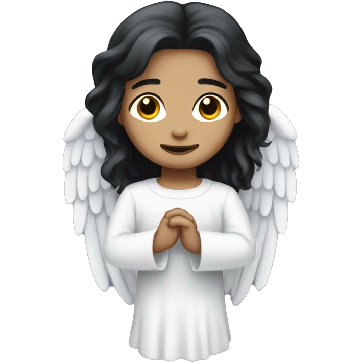 An angel with long black hair and white skin emoji