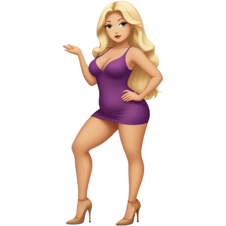 Curvy blonde long hair intimate sfw very high heel pose emoji