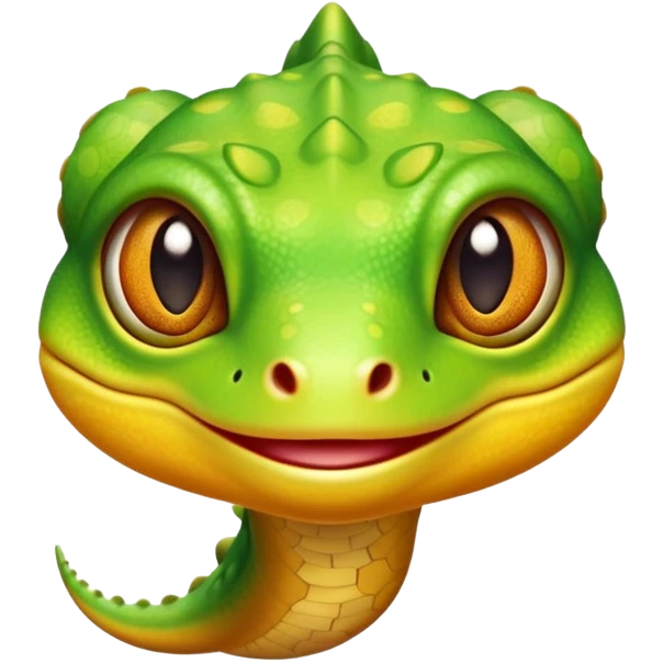cinematic-cute-realistic gecko-portrait-emoji,-head-tilted-playfully-and-inquisitively,-featuring-a-small,-charming-body-with-smooth,-vividly-patterned-scales,-bright,-sparkling-eyes-and-delicate,-sticky-toe-pads,-simplified-yet-irresistibly-adorable emoji