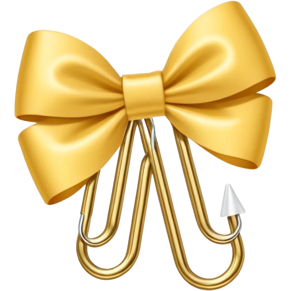one gold paper clip with one small white bow in the middle emoji