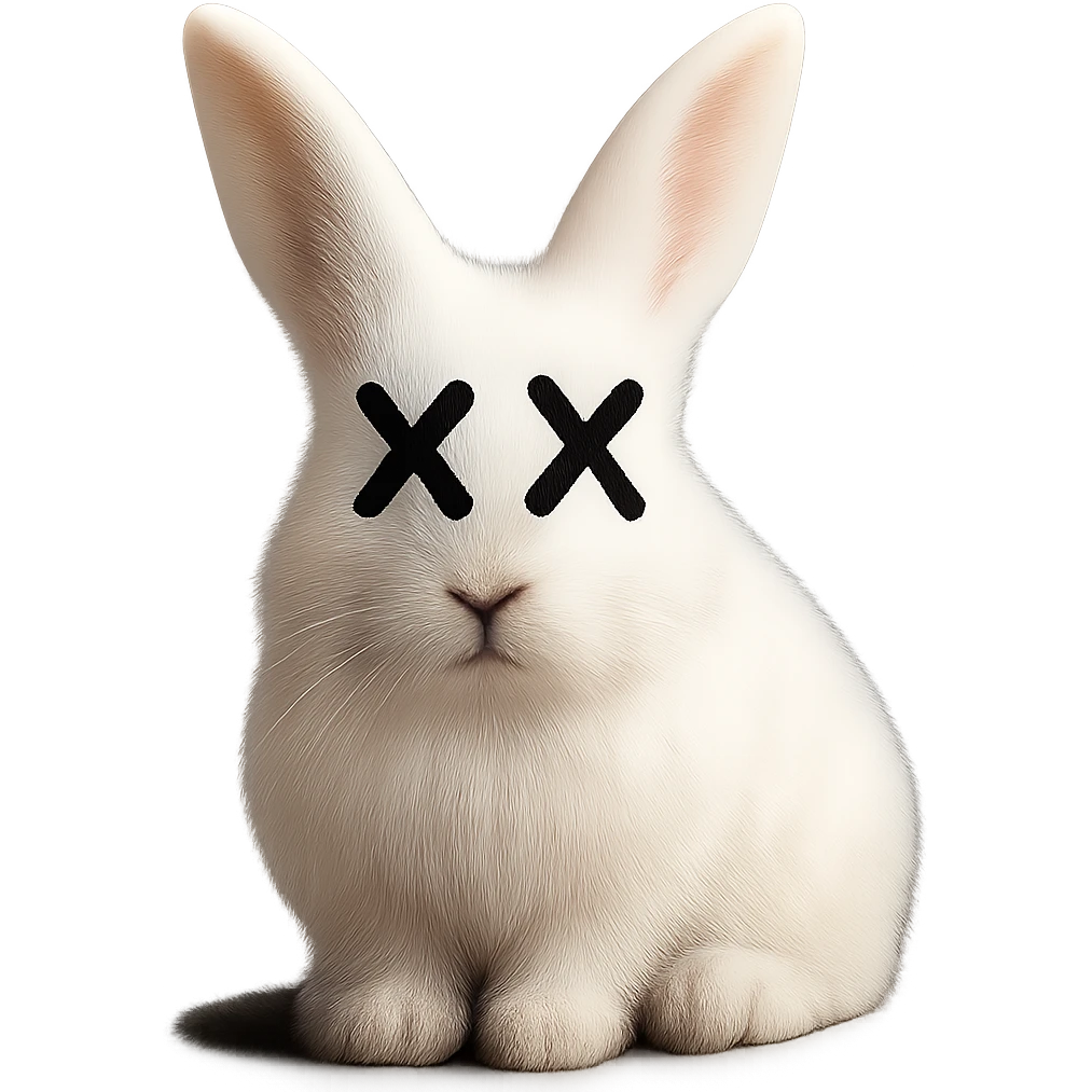 Overlay cartoon X's on the eyes in the exact same style and position as the deer image, referencing the deer for the X style. Keep everything else 100% identical—pose, style, lighting, and details. Make the background transparent. emoji