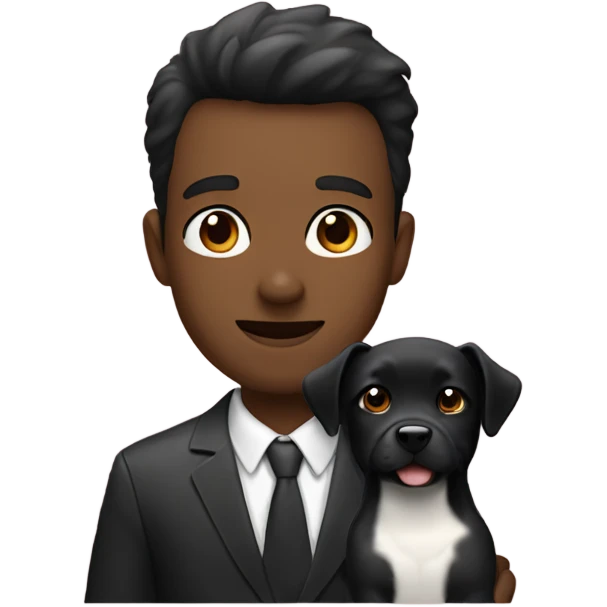 Cutie pieces with a guy and a black dog emoji