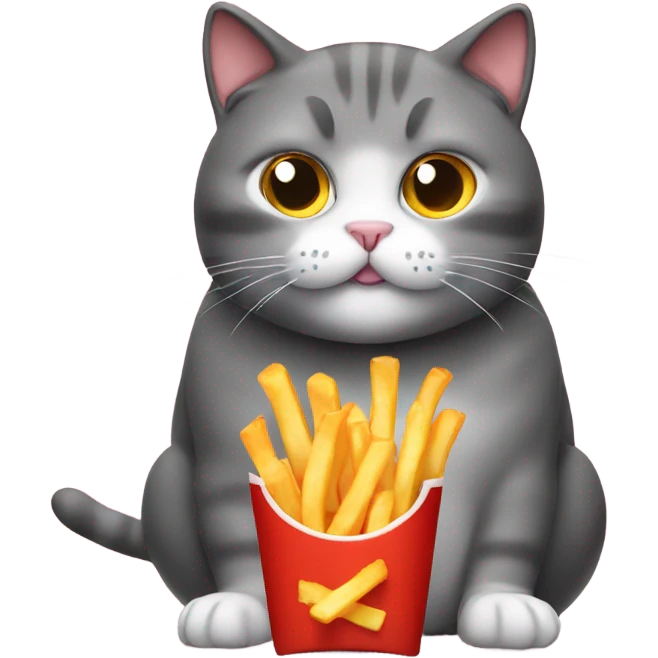 Fat cat eating fries emoji