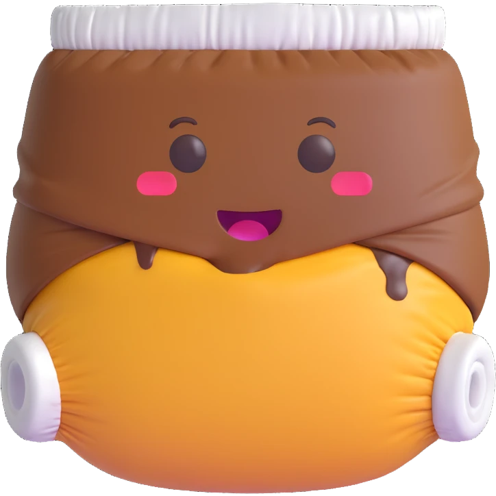 diaper stained with brown smelly poop, emoji style emoji